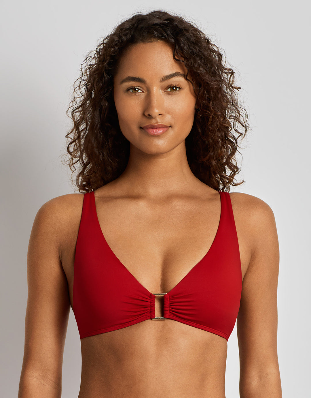 Beach Club Solids Ring OTS Bra Bikini Top - Cruising Red - Simply Beach UK