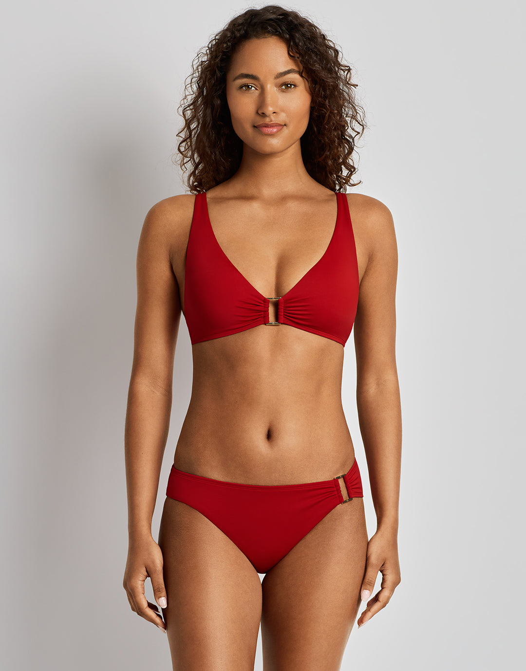 Beach Club Solids Ring OTS Bra Bikini Top - Cruising Red - Simply Beach UK