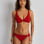 Beach Club Solids Ring Hipster Bikini Pant - Cruising Red - Simply Beach UK