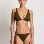Beach Club Solids Logo Bikini Pant - Dark Olive - Simply Beach UK