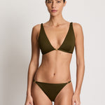 Beach Club Solids Tall Triangle Bikini Top - Dark Olive - Simply Beach UK