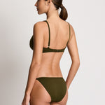 Beach Club Solids Tall Triangle Bikini Top - Dark Olive - Simply Beach UK