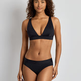 Lauren Ralph Lauren Beach Club Solids Banded Tall V Neck Bra Bikini Top - Black - Simply Beach UK