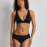 Lauren Ralph Lauren Beach Club Solids Banded Tall V Neck Bra Bikini Top - Black - Simply Beach UK