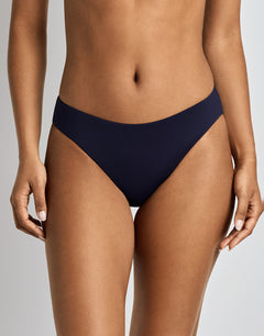 Lauren Ralph Lauren Beach Club Solids Curved Waist Midrise Bikini Pant - Dark Navy - Simply Beach UK