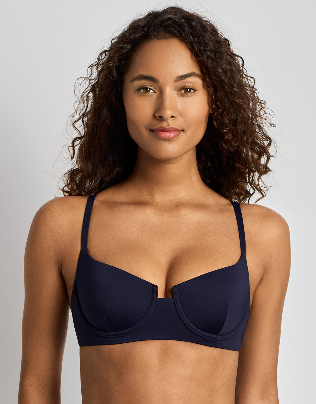 Lauren Ralph Lauren Beach Club Solids Notch Underwire Bra Bikini Top - Dark Navy - Simply Beach UK