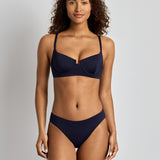 Lauren Ralph Lauren Beach Club Solids Curved Waist Midrise Bikini Pant - Dark Navy - Simply Beach UK