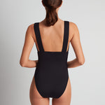 Lauren Ralph Lauren Sculpting Solids Modern V Neck Swimsuit - Black - Simply Beach UK