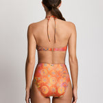 Medallion Shimmer Semi Shirred High Waist Bikini Pant - Multi - Simply Beach UK