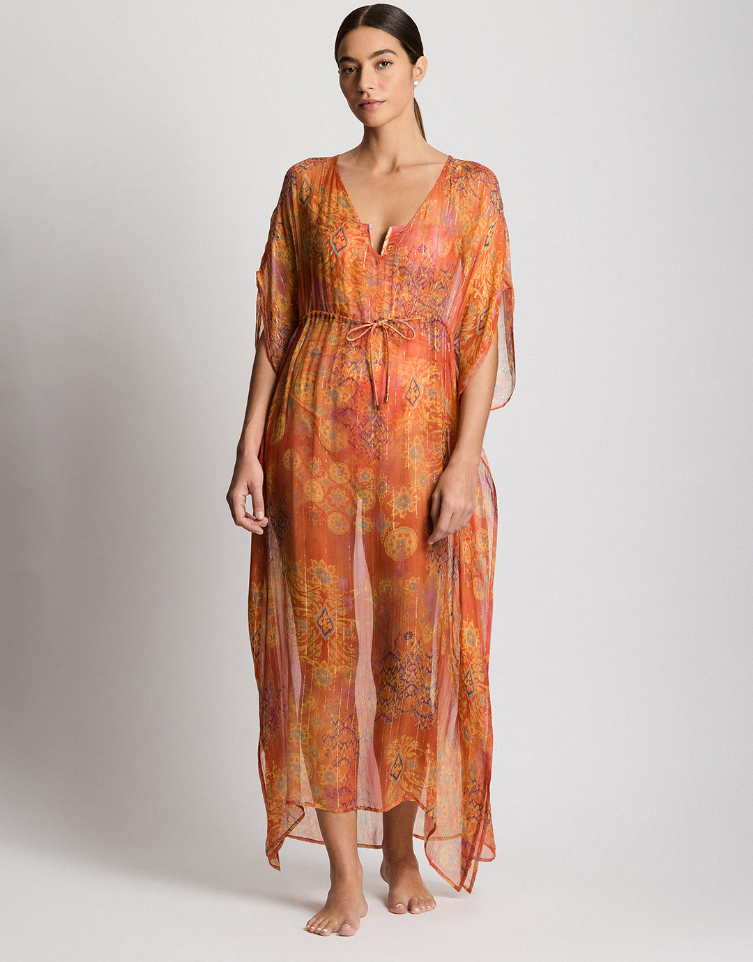Lauren Ralph Lauren Medallion Shimmer Midi Kaftan Cover Up - Multi - Simply Beach UK