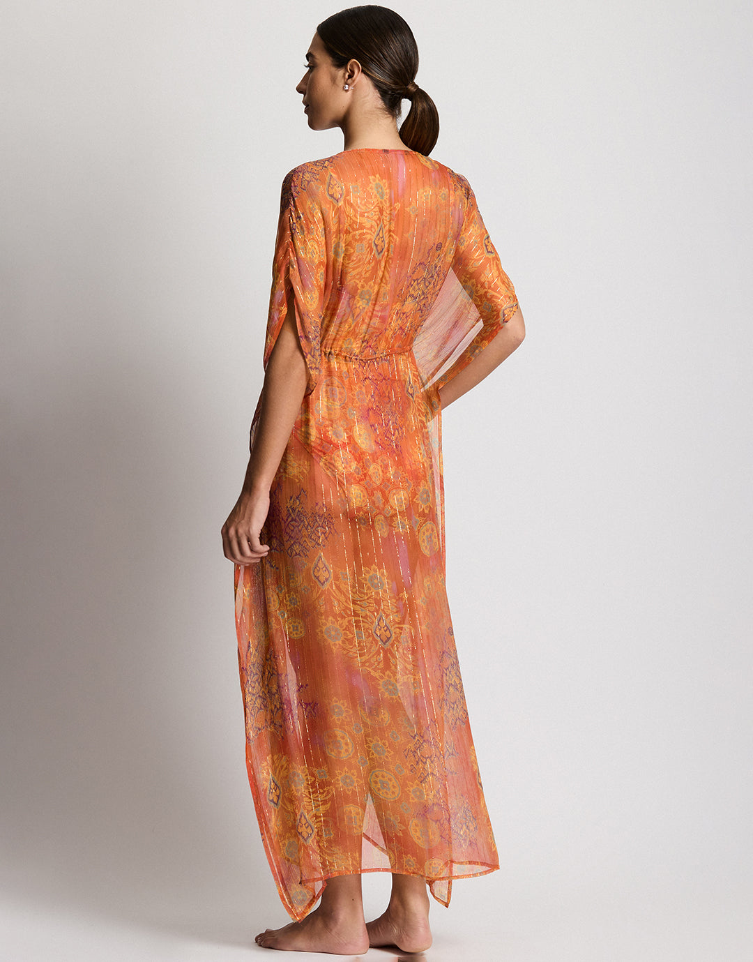 Lauren Ralph Lauren Medallion Shimmer Midi Kaftan Cover Up - Multi - Simply Beach UK