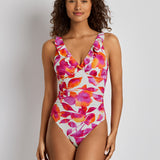 Lauren Ralph Lauren Bougainvillea Floral Ruffle Surplice Swimsuit - Multi - Simply Beach UK