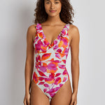 Lauren Ralph Lauren Bougainvillea Floral Ruffle Surplice Swimsuit - Multi - Simply Beach UK