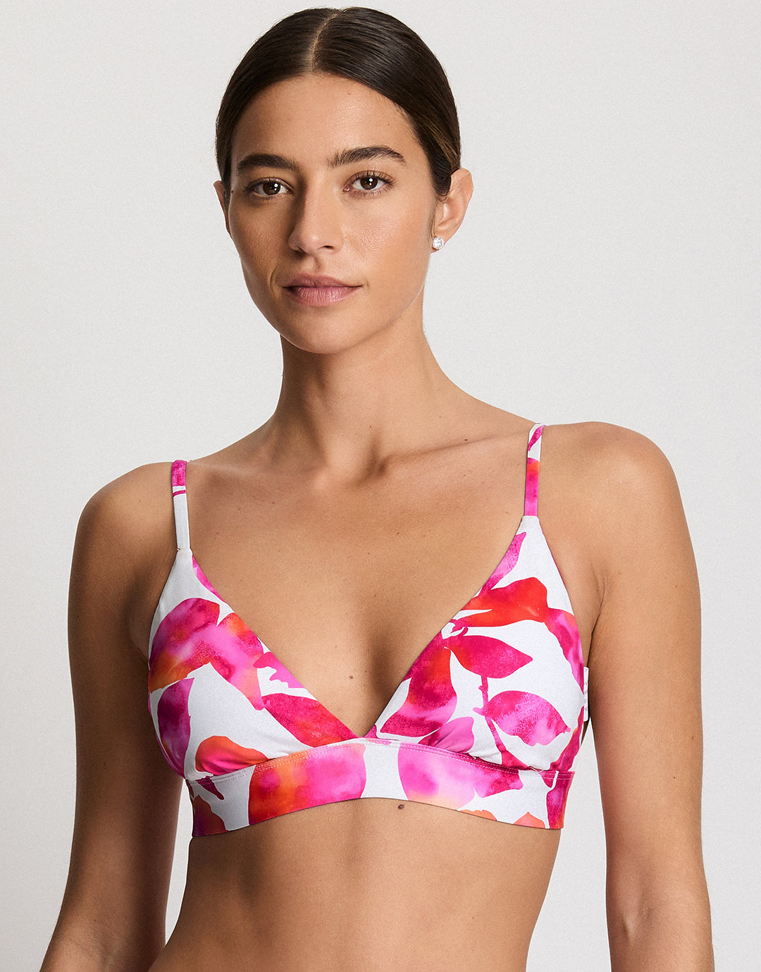 Lauren Ralph Lauren Bougainvillea Floral Triangle V Neck Bikini Top - Multi - Simply Beach UK