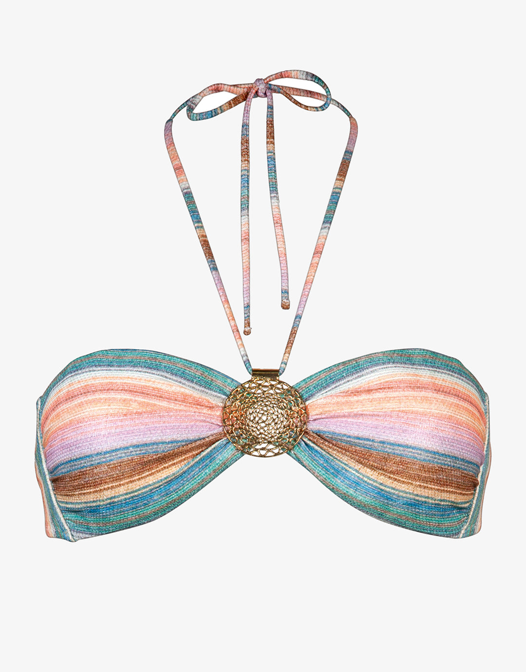 Pastel Sunset Bandeau Bikini Top - Pink Stripe - Simply Beach UK