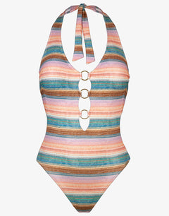 Pastel Sunset Swimsuit - Pink Stripe - Simply Beach UK