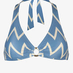 Seaside Vacay Halter Bikini Top - Blue/ White Zig Zag - Simply Beach UK