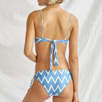 Seaside Vacay Bandeau Bikini Top - Blue/ White Zig Zag - Simply Beach UK