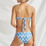 Seaside Vacay Bandeau Bikini Top - Blue/ White Zig Zag - Simply Beach UK