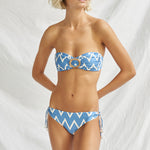 Seaside Vacay Bandeau Bikini Top - Blue/ White Zig Zag - Simply Beach UK