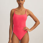 Terry Belted Kennedy Swimsuit - Coral - Simply Beach UK