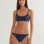 Terry Side Tab Devin Hipster Bikini Pant - Navy Blue - Simply Beach UK
