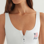 Americana Zipper Scoop Tank Swimsuit - White - Simply Beach UK