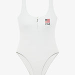 Americana Zipper Scoop Tank Swimsuit - White - Simply Beach UK