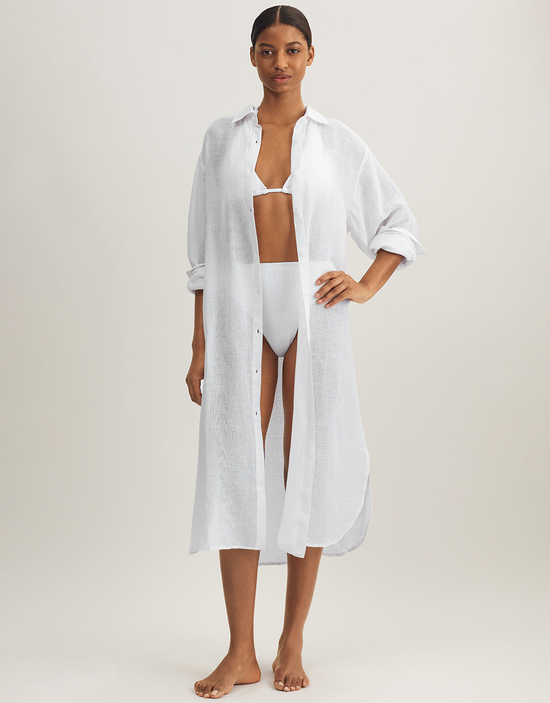 Maxi Boyfriend Shirt - Off White - Simply Beach UK