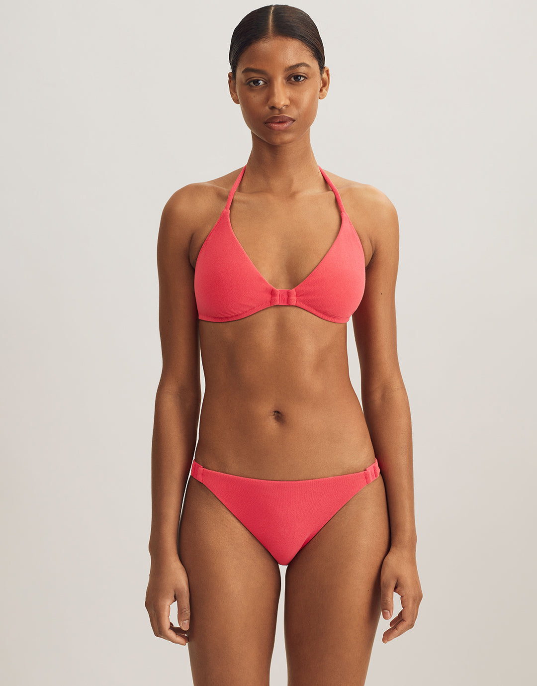 Terry Logo Trim Devin Hipster Bikini Pant - Coral - Simply Beach UK