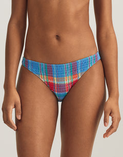 Smocked Madras Devin Hipster Bikini Pant - Multi - Simply Beach UK