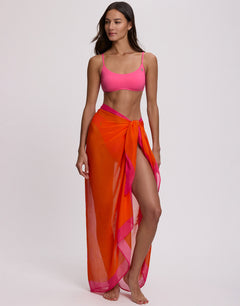 Polo Ralph Lauren Pony Long Pareo - Sailing Orange and Desert Pink - Simply Beach UK