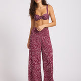 Dolce Dot Shirred Waist Pant - Dark Burgundy