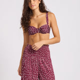 Dolce Dot Shirred Waist Pant - Dark Burgundy