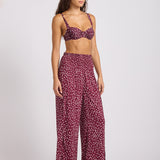 Dolce Dot Shirred Waist Pant - Dark Burgundy