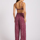 Dolce Dot Shirred Waist Pant - Dark Burgundy