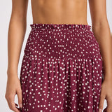 Dolce Dot Shirred Waist Pant - Dark Burgundy