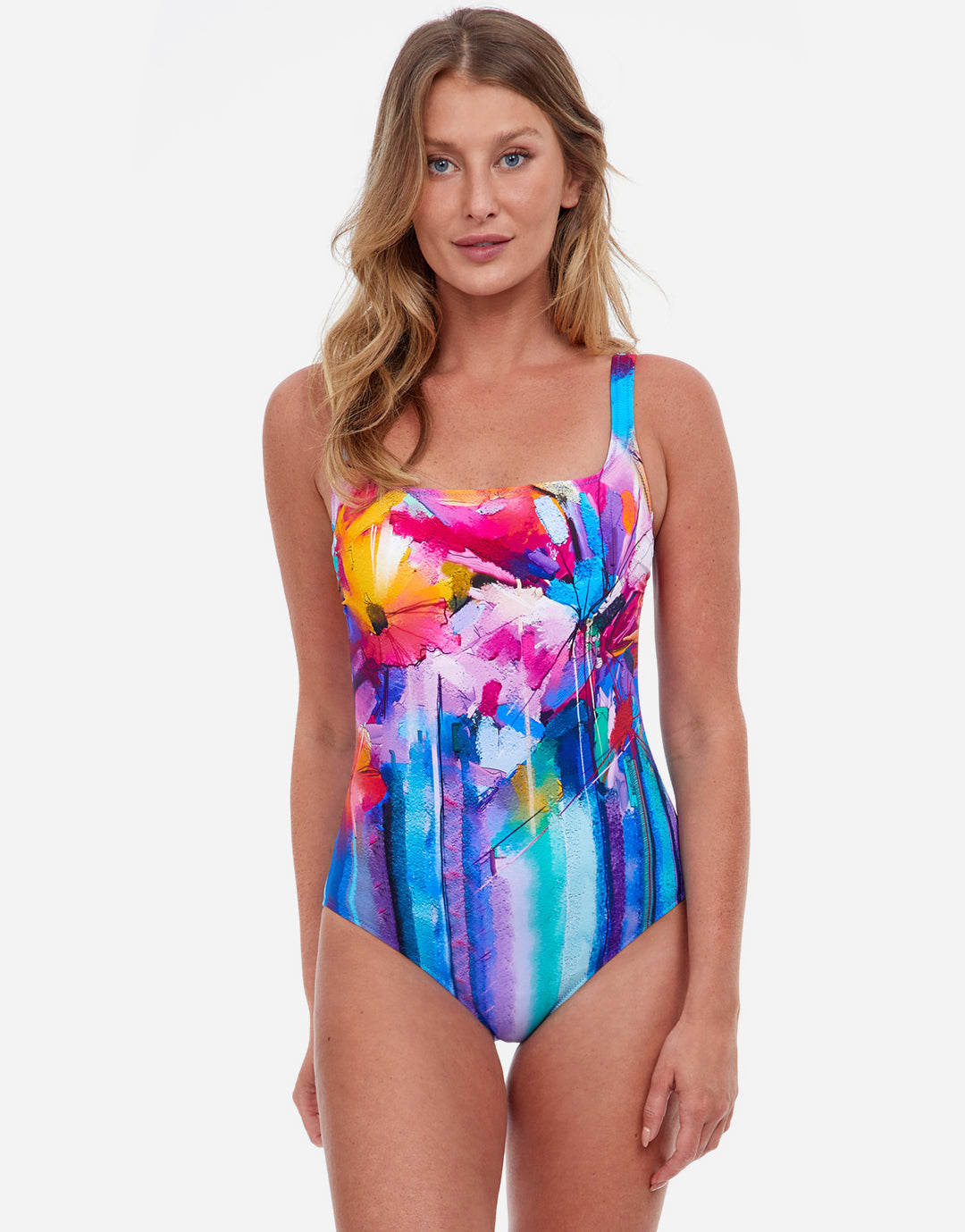 Italian Summer Square Neck Swimsuit - Multi - Simply Beach UK