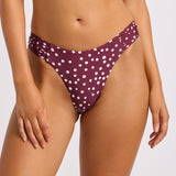 Dolce Dot High Leg Ruched Side Bikini Pant - Dark Burgundy