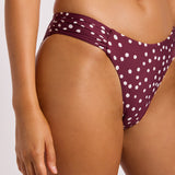 Dolce Dot High Leg Ruched Side Bikini Pant - Dark Burgundy