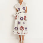 Mini Peacocks Wrap Midi Dress - White and Purple - Simply Beach UK