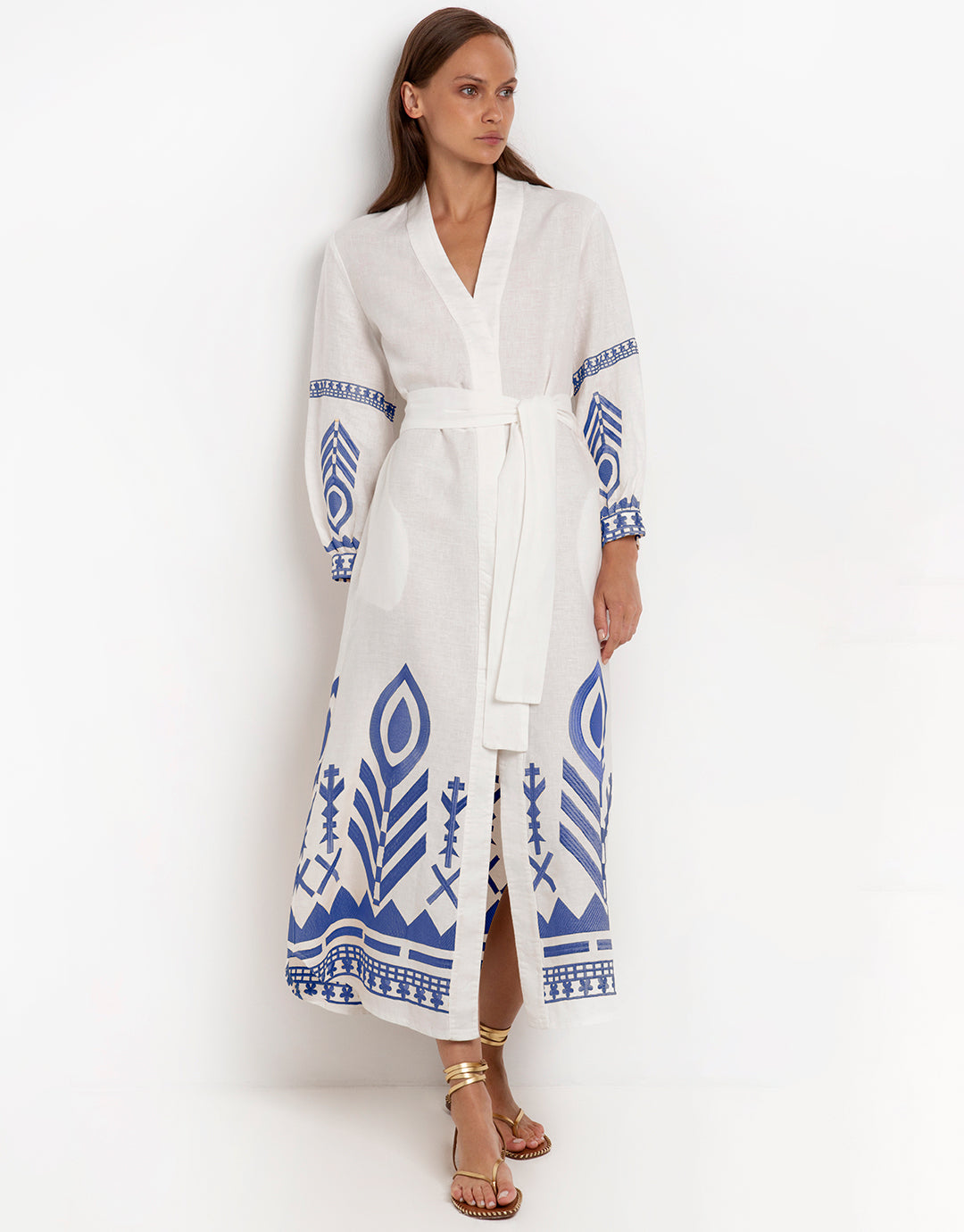 Feathers Kimono - White and Blue - Simply Beach UK