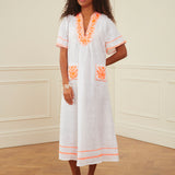 Rhodes Kaftan - White and Orange - Simply Beach UK