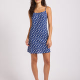 Batik Bloom Bias Mini Dress - Classic Navy
