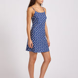 Batik Bloom Bias Mini Dress - Classic Navy