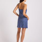 Batik Bloom Bias Mini Dress - Classic Navy