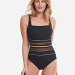Onyx Square Neck Tank Swimsuit - Black and Gold - Simply Beach UK