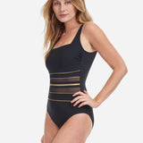 Onyx Square Neck Tank Swimsuit - Black and Gold - Simply Beach UK