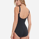 Onyx Square Neck Higher Back Swimsuit - Black - Simply Beach UK