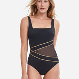 Onyx Square Neck Higher Back Swimsuit - Black - Simply Beach UK